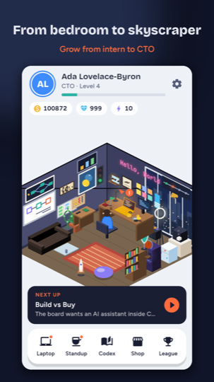 Bedroom office with Byte the AI assistant